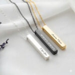 Men's Custom 3D Vertical Bar Necklace - Rugged 304 Stainless Steel - Personalized 4-Sided Engraved Pendant - Waterproof Minimalist Jewelry for Him - Image 3